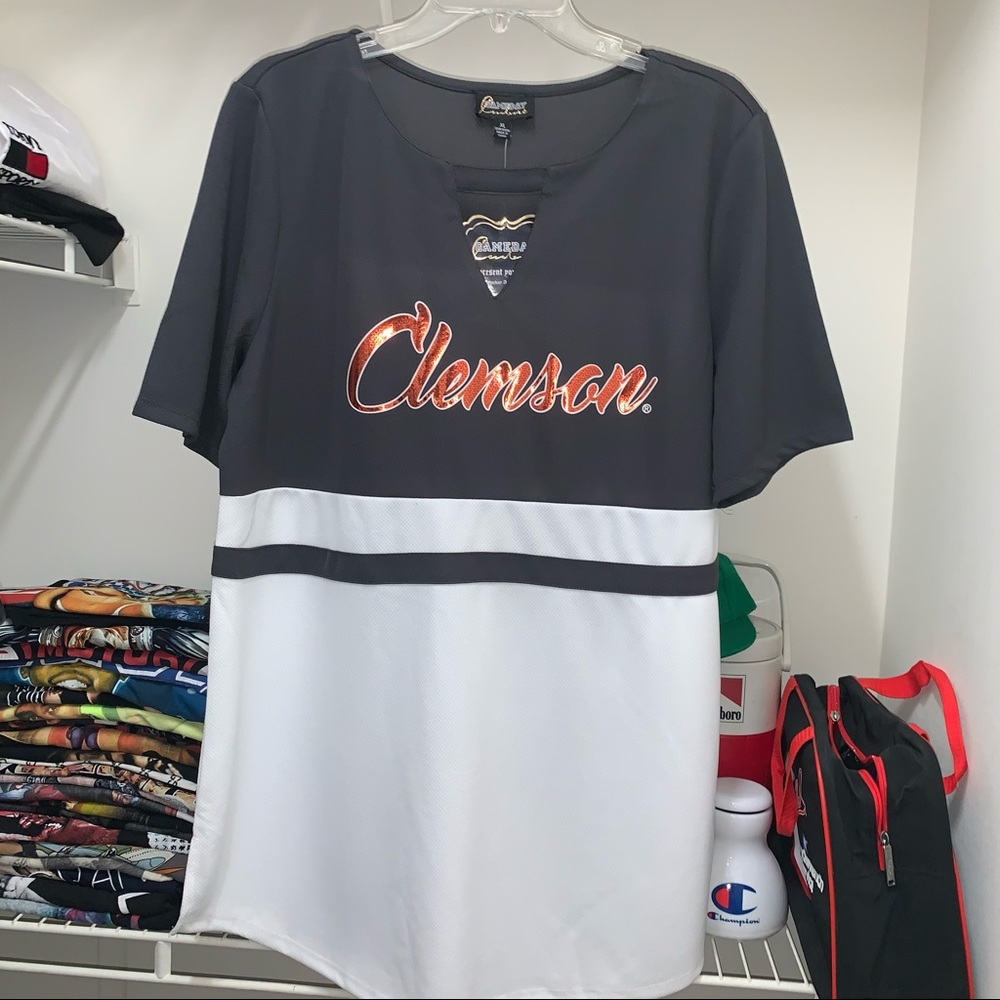Womens Gameday Couture Clemson Tigers Keyhole Jersey Grey White Orange XL